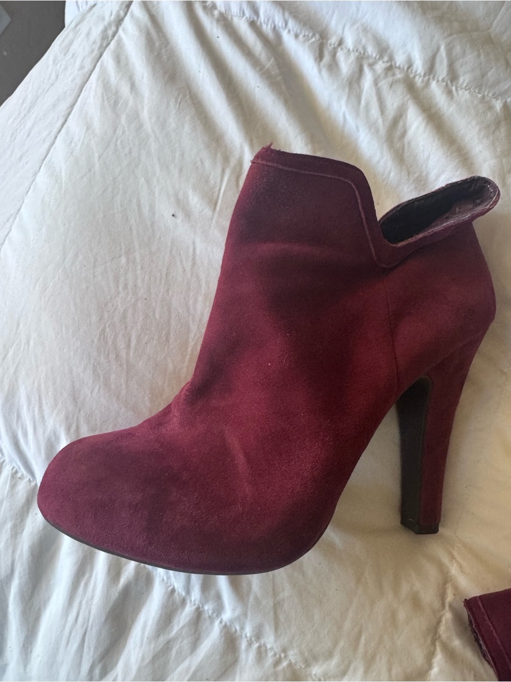 Gianni Bini Burgundy Suede High-Heel Ankle Boot